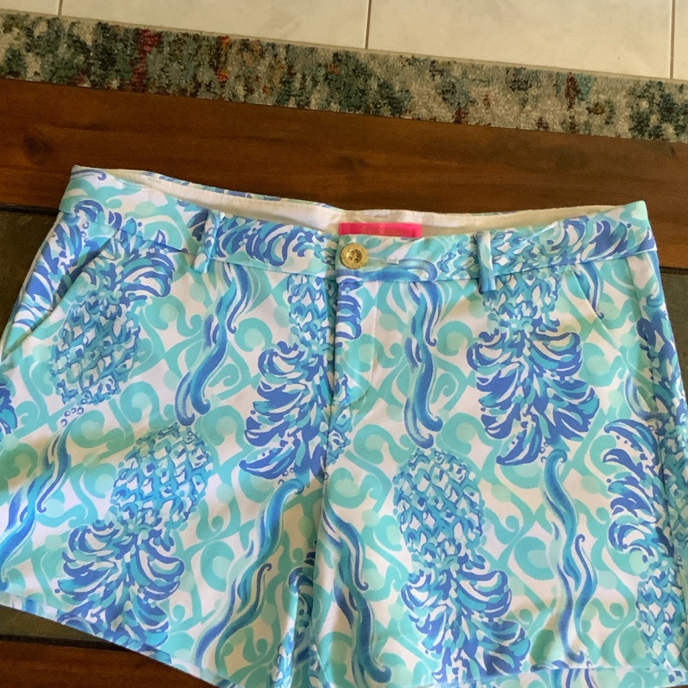 Lilly Pulitzer Aqua and White Patterned Shorts